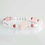 新春！伊勢浄化！招き猫の 豆サイズブレスレット　【ローズクオーツ・右手】 　　ise2023