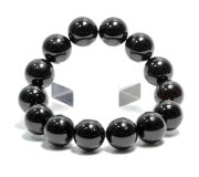限定！お守りに黒水晶（モリオン）の14ｍｍブレスレット     /SEO【天然石・パワーストーン】
