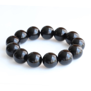 【浄化済み】鑑別書付き!天然黒水晶（モリオン）のSAランクブレスレット　16mm　　　ise23　rei