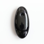 【伊勢】ブラジル産★天然黒水晶（モリオン）の大珠　　　 【43.8×20.8mm】 　 　[No.2]　　　