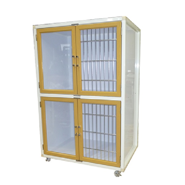 ＜業務用犬舎＞　ペットマンション二段タイプHWM－８００G－２　木目調扉　　