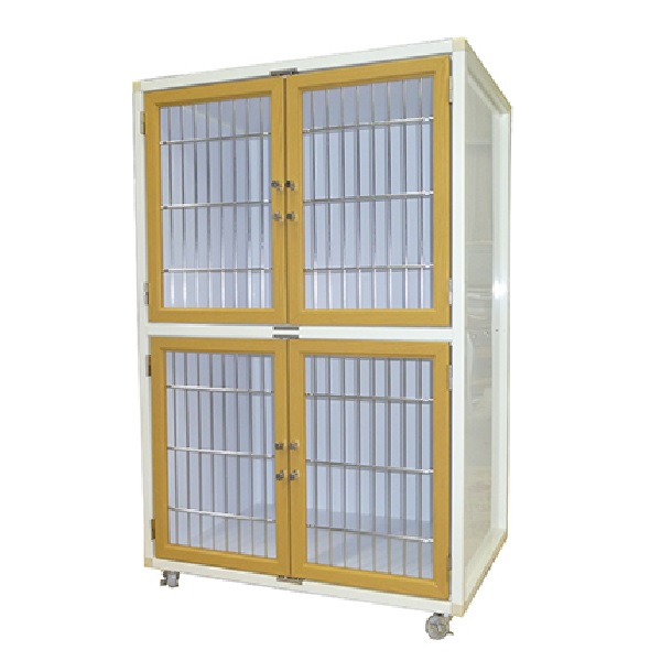 ＜業務用犬舎＞　ペットマンション二段タイプHWM－８００Ｎ－２　木目調扉