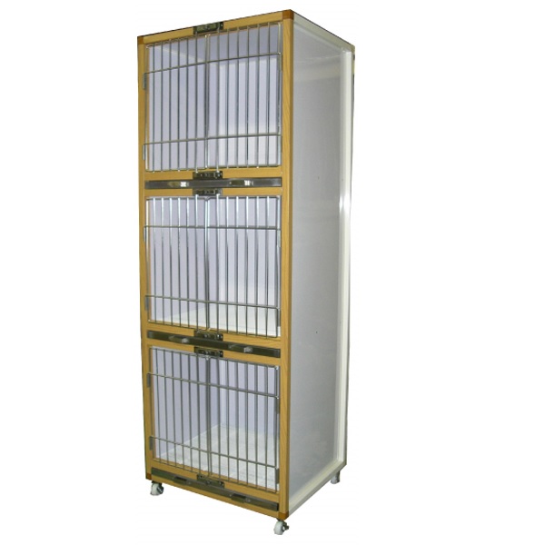 ＜業務用犬舎＞　ペットマンション三段タイプＳＰ－６００　木目調