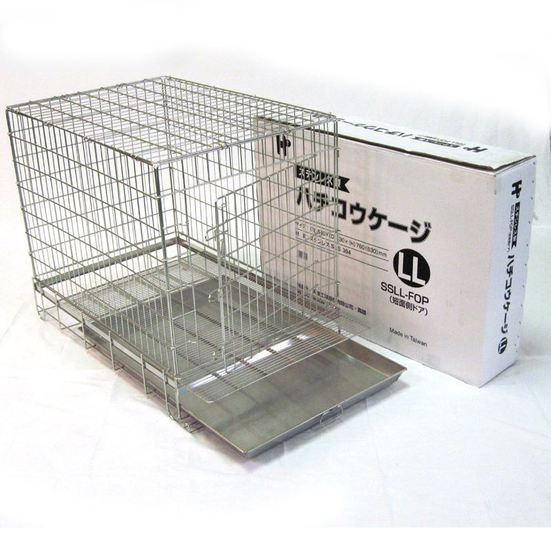 ＜ペットケージ＞　ハチコウケージ　ステンレス製　ＬＬ－ＦＯＰ　短面扉　（W640×Ｄ930×Ｈ760mm）　送料-<Ｂ>