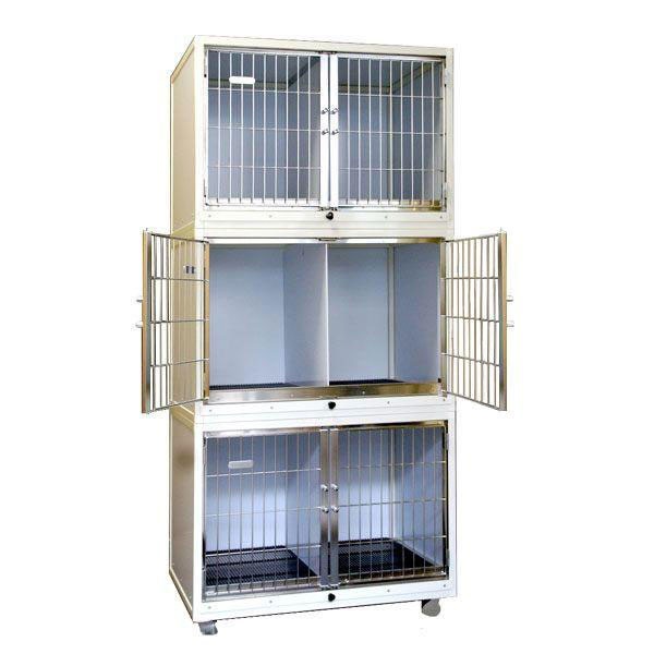 ＜新素材アルミ製業務用犬舎＞　ＴＫＭ　タキメタル三段犬舎　送料－＜Ｃ＞