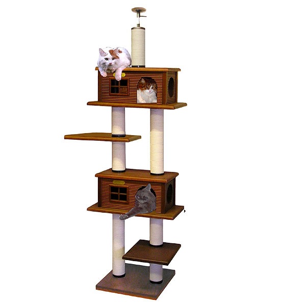 【キャットタワーのパイオニア】ＷハウスツインタワーＤＸ　　[天井高2m25cm～2m45cmまで対応]　代引き不可商品【おすすめ】【頑丈】【ブリーダー推奨品】