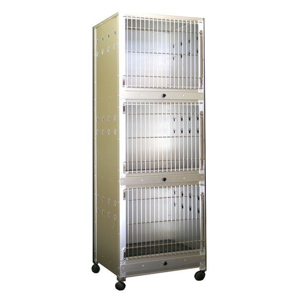 ＜新素材アルミ製業務用犬舎＞　ARM アルミ三段犬舎　送料－＜Ｃ＞