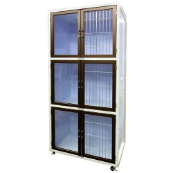 ＜業務用犬舎＞　ペットマンション三段タイプHWＤＢ－８００Ｇ　ダークブラウン扉