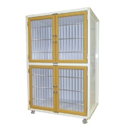 ＜業務用犬舎＞　ペットマンション二段タイプHWM－８００Ｎ－２　木目調扉