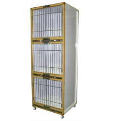 ＜業務用犬舎＞　ペットマンション三段タイプＳＰ－６００　木目調