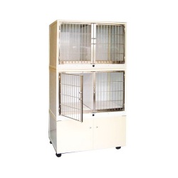 ＜新素材アルミ製業務用犬舎＞　ＴＫＭ　タキメタル二段犬舎キャビネット付　送料－＜Ｃ＞