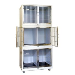 ＜新素材アルミ製業務用犬舎＞　ＴＫＭ　タキメタル三段犬舎　送料－＜Ｃ＞