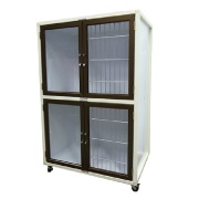 ＜業務用犬舎＞　ペットマンション二段タイプHWＤＢ－８００Ｇ－２　ダークブラウン扉