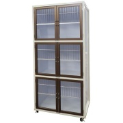 ＜業務用犬舎＞　ペットマンション三段タイプHWＤＢ－８００ＧＮ　ダークブラウン扉