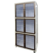 ＜業務用犬舎＞　ペットマンション三段タイプHWＤＢ－８００Ｎ　ダークブラウン扉