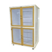 ＜業務用犬舎＞　ペットマンション二段タイプHWM－８００G－２　木目調扉　　