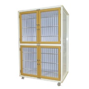 ＜業務用犬舎＞　ペットマンション二段タイプHWM－８００Ｎ－２　木目調扉