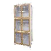 ＜業務用犬舎＞　ペットマンション三段タイプHWM－８００ＧＮ　木目調扉