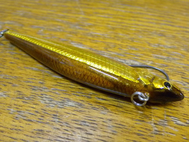 ENDOH・ART・CR（エンドウアートクラフト）　WOOD BAIT（ウッドベイト）　ENDOH ORIGINAL MINOW　WB 8FA　金ワカ　 ２００２年製