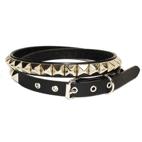正規取扱店 666 Studded Gear 666スタッデッドギア　1連ピラミッドスタッズベルト　ブラックレザーxシルバースタッズ