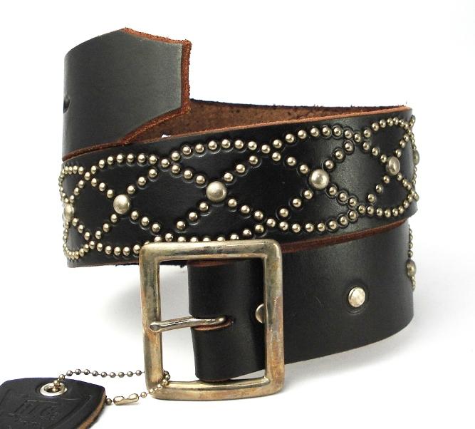 正規取扱HTC（Hollywood trading Company)  #551 PLAIN STUDS BELT(プレーンスタッズベルト) ブラックレザー×シルバースタッズ