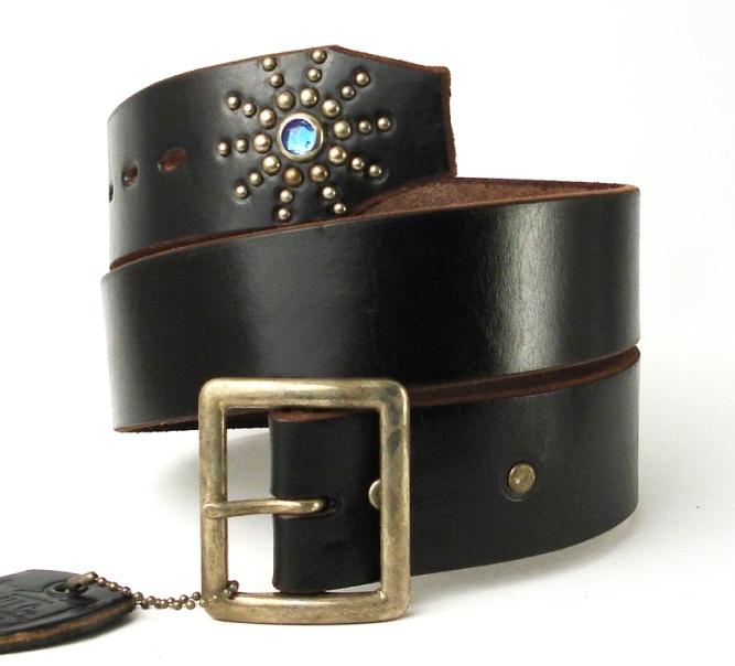 正規取扱HTC（Hollywood trading Company)  END ONLY BELT(エンドオンリーベルト) ブラックレザー×ブルーストーン