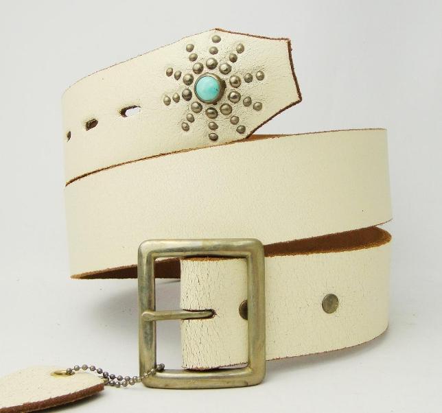 正規取扱 HTC（Hollywood trading Company)  TURQUOISE END ONLY BELT(ターコイズエンドオンリーベルト)  ホワイトレザー