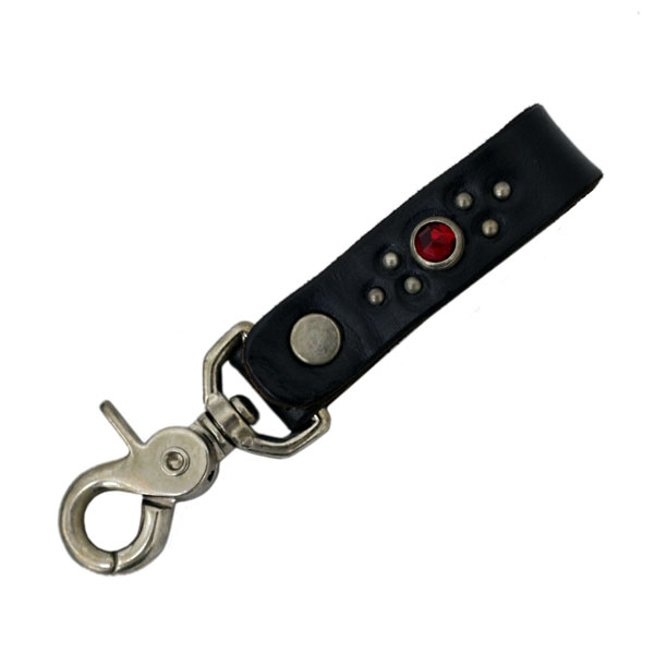 正規取扱HTC(Hollywood Trading Company) #B 3/4 Key Holder(#B 3/4キーホルダー) ブラックレザーxルビー