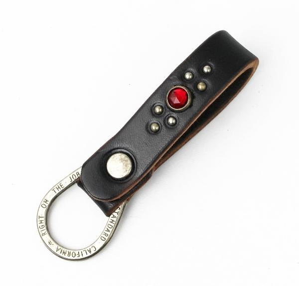 正規取扱HTC(Hollywood Trading Company)  #SD KEYHOLDER キーホルダー　ブラックレザーXルビーラインストーン
