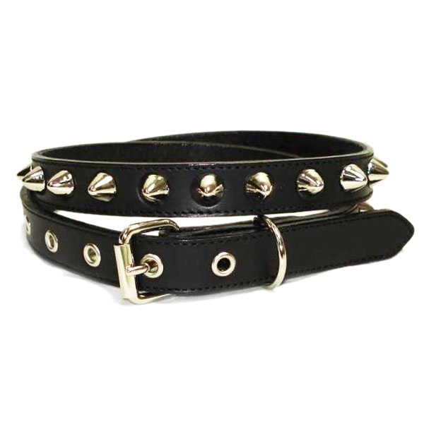 正規取扱店 666 Studded Gear 666スタッデッドギア　1連コニカルスタッズベルト　ブラックレザーxシルバースタッズ