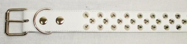 正規取扱店 666 Studded Gear 666スタッデッドギア　2x1連コニカルスタッズベルト　ホワイトレザーxシルバースタッズxホワイトステッチ