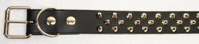 正規取扱店 666 Studded Gear 666スタッデッドギア　2x1連コニカルスタッズベルト　ブラックレザーxシルバースタッズxブラックステッチ