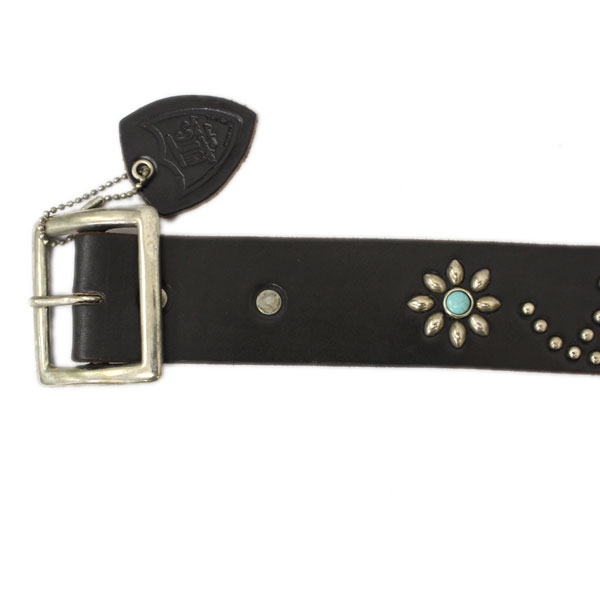 正規取扱HTC(Hollywood Trading Company)　 ST125 Turquoise Flower Belt(ターコイズフラワーベルト) ブラック