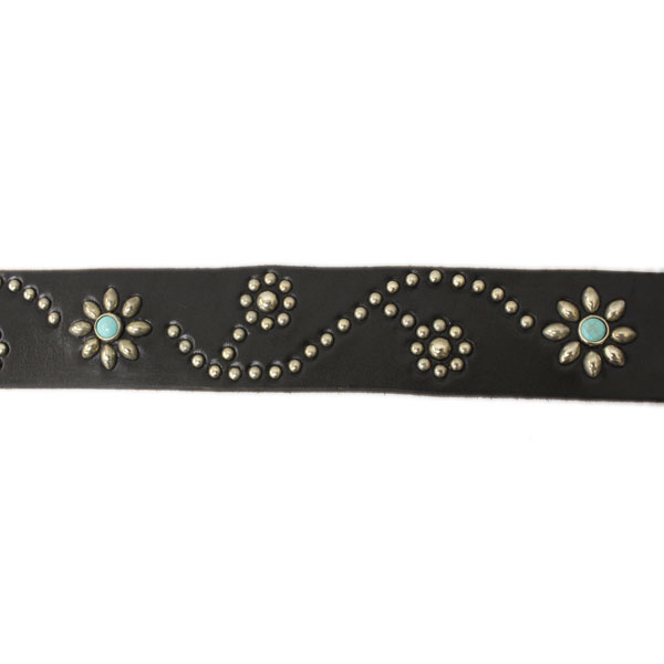 正規取扱HTC(Hollywood Trading Company)　 ST125 Turquoise Flower Belt(ターコイズフラワーベルト) ブラック