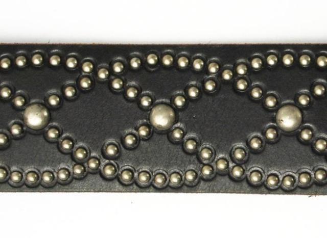正規取扱HTC（Hollywood trading Company) #551 PLAIN STUDS BELT(プレーンスタッズベルト) ブラックレザー×シルバースタッズ