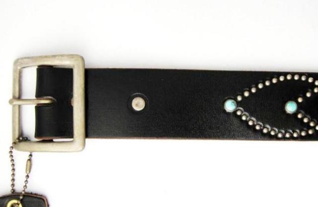 正規取扱HTC（Hollywood trading Company) #551TQ TURQUOISE STUDS BELT(ターコイズスタッズベルト) ブラックレザー×シルバースタッズ