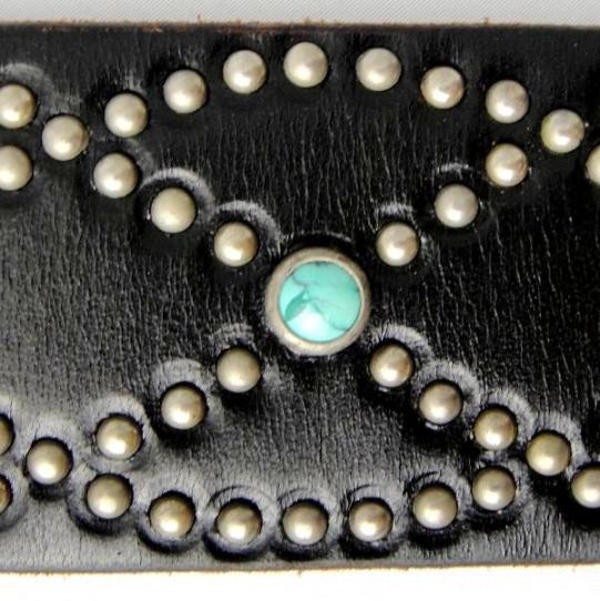 正規取扱HTC（Hollywood trading Company) #551TQ TURQUOISE STUDS BELT(ターコイズスタッズベルト) ブラックレザー×シルバースタッズ