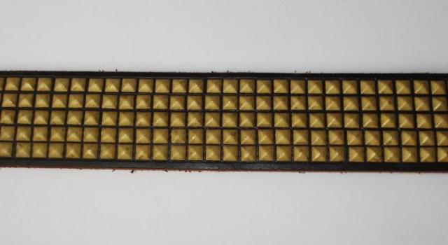 正規取扱HTC #14S 5 row Small Pyramid Blass Studs Belt(5連スモールピラミッドブラススタッズベルト) ダークブラウン×ブラススタッズ
