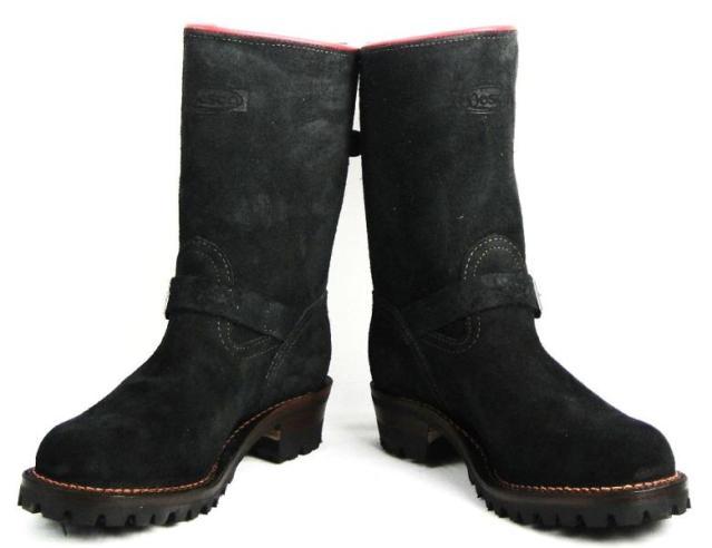 Wescoウエスコ　正規ディーラー Boss ボス Black Roughout黒裏革,10height,#100sole,Red Lining,2Top Long Straps.Orange Stitching