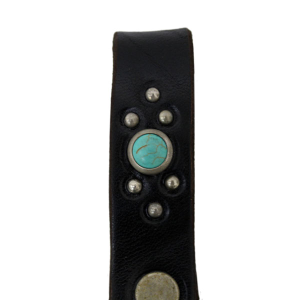 正規取扱HTC(Hollywood Trading Company) #B 3/4 Key Holder(#B 3/4キーホルダー) ブラックレザーxターコイズ