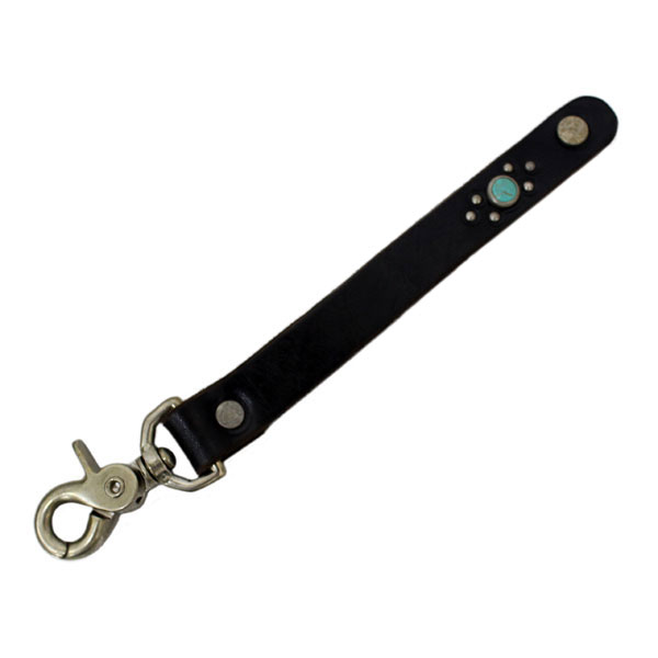 正規取扱HTC(Hollywood Trading Company) #B 3/4 Key Holder(#B 3/4キーホルダー) ブラックレザーxターコイズ