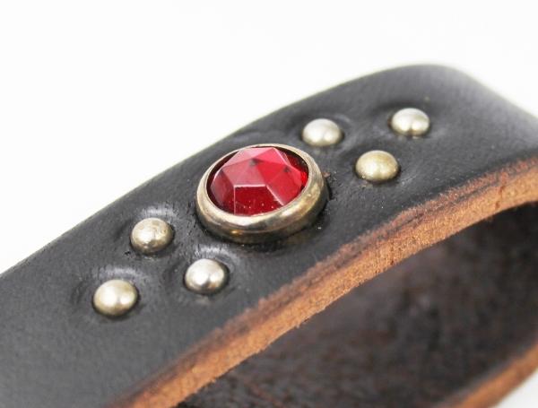 正規取扱HTC(Hollywood Trading Company)  #SD KEYHOLDER キーホルダー　ブラックレザーXルビーラインストーン