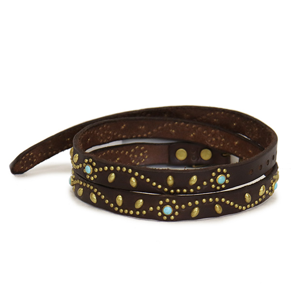 ⭐️美品⭐️HTC⭐️スターバーストTURQUOISE⭐️ブラウンレザー⭐️32インチ HTC(Hollywood Trading Company) Belt #SN-32 Turquoise 0.75