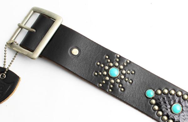 正規取扱HTC　Overlay Peanut Snake Belt(オーバーレイピーナッツスネークベルト)　ブラックレザーxターコイズxSilver