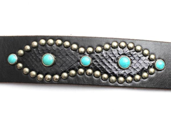 正規取扱HTC　Overlay Peanut Snake Belt(オーバーレイピーナッツスネークベルト)　ブラックレザーxターコイズxSilver