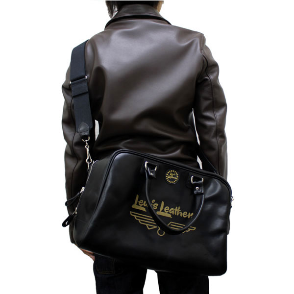 正規取扱店 Lewis Leathers(ルイスレザー) LEATHER BOSTON BAG(レザーボストンバッグ) BLACK ブラック