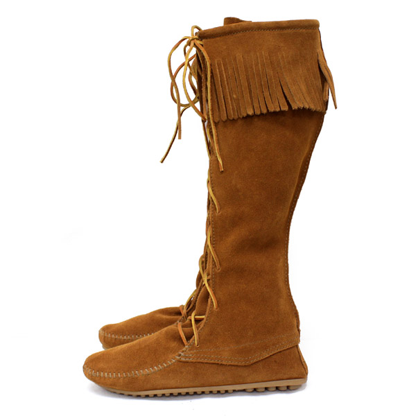 正規取扱店 MINNETONKA(ミネトンカ)FrontLaceHardsoleKneeHighBoot(フロントレースニーハイブーツ)#1422 BROWN レディース MT049