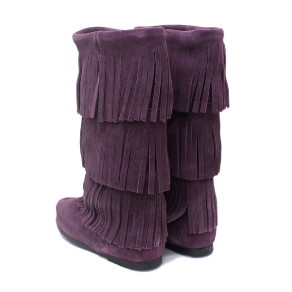 正規取扱店 MINNETONKA(ミネトンカ)Calf Hi 3-Layer Fringe Boot(カーフハイ3レイヤーフリンジブーツ)#1632F PLUM レディース MT235