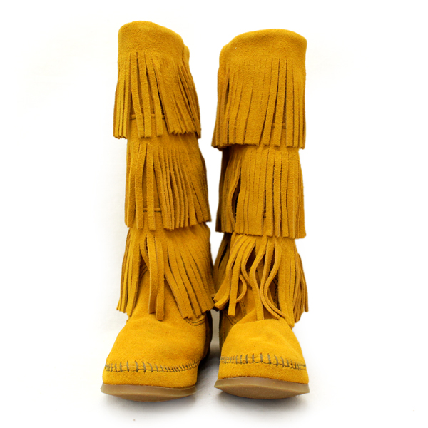 正規取扱店 MINNETONKA(ミネトンカ)Calf Hi 3-Layer Fringe Boot(カーフハイ3レイヤーフリンジブーツ)#1634F MUSTARD レディース MT085