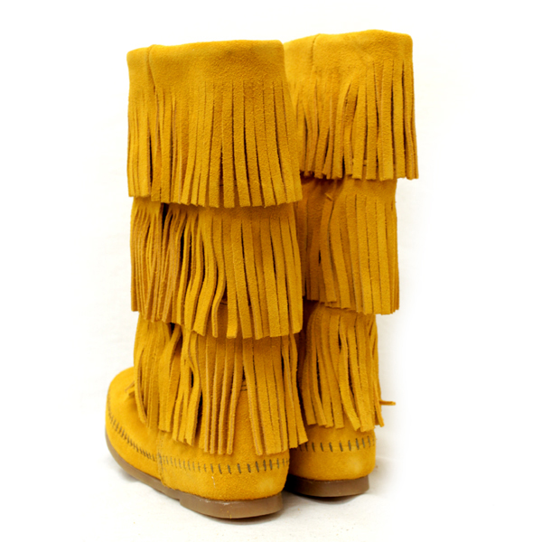 正規取扱店 MINNETONKA(ミネトンカ)Calf Hi 3-Layer Fringe Boot(カーフハイ3レイヤーフリンジブーツ)#1634F MUSTARD レディース MT085